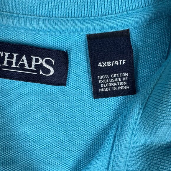 Chaps Polo Shirt 4XB Big & Tall Men’s Turquoise Blue Cotton Short Sleeve - Picture 3 of 9